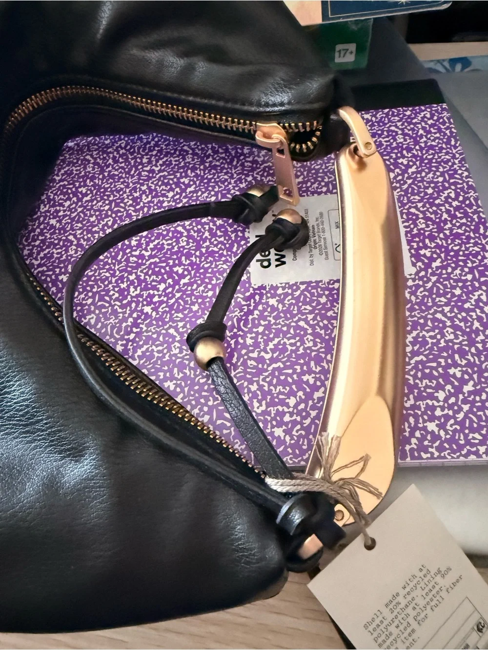 a new day Black Hobo Bag with Gold Handle Accents